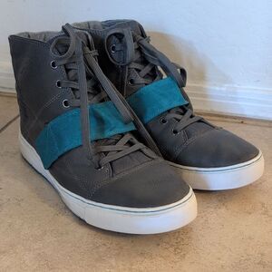 P.F. Flyers Gray Teal Strap High Top Sneakers Shoes - Men's 11